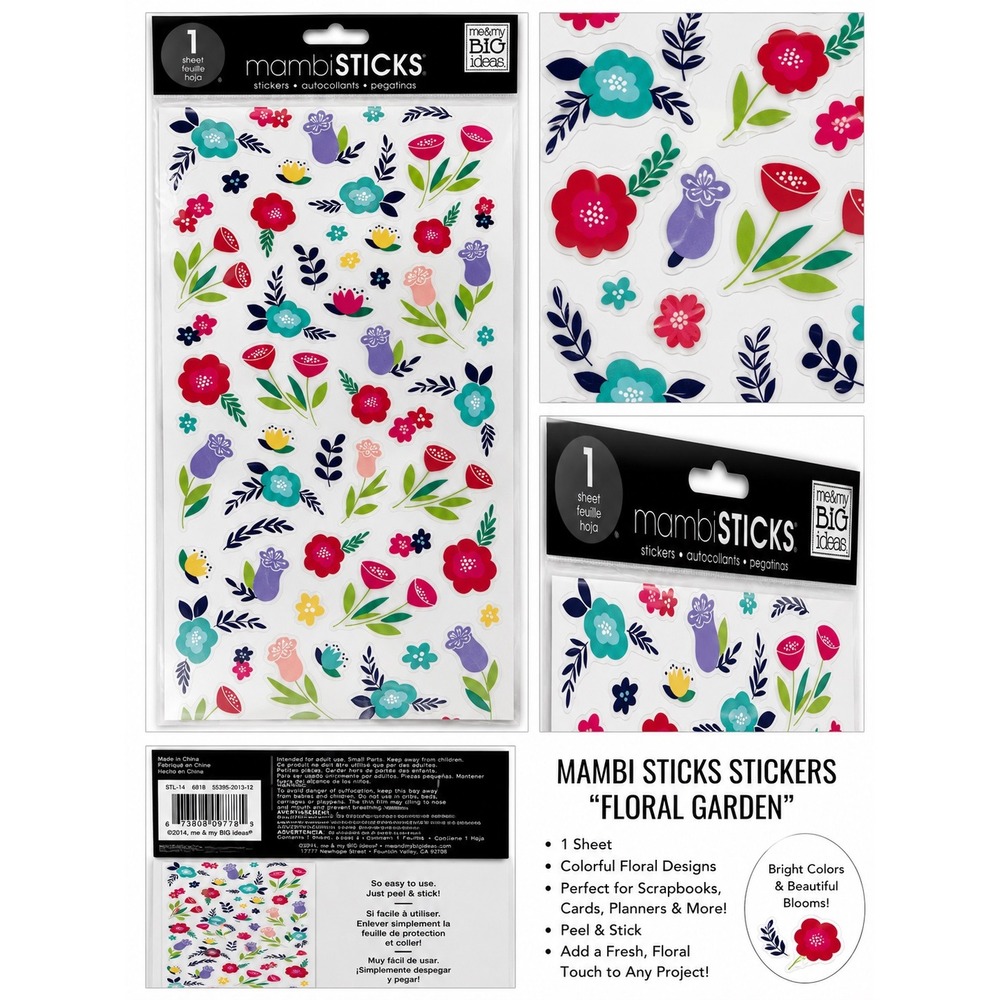 me & my BIG ideas mambiSTICKS Floral Garden Sticker Sheet STL-14‎ New